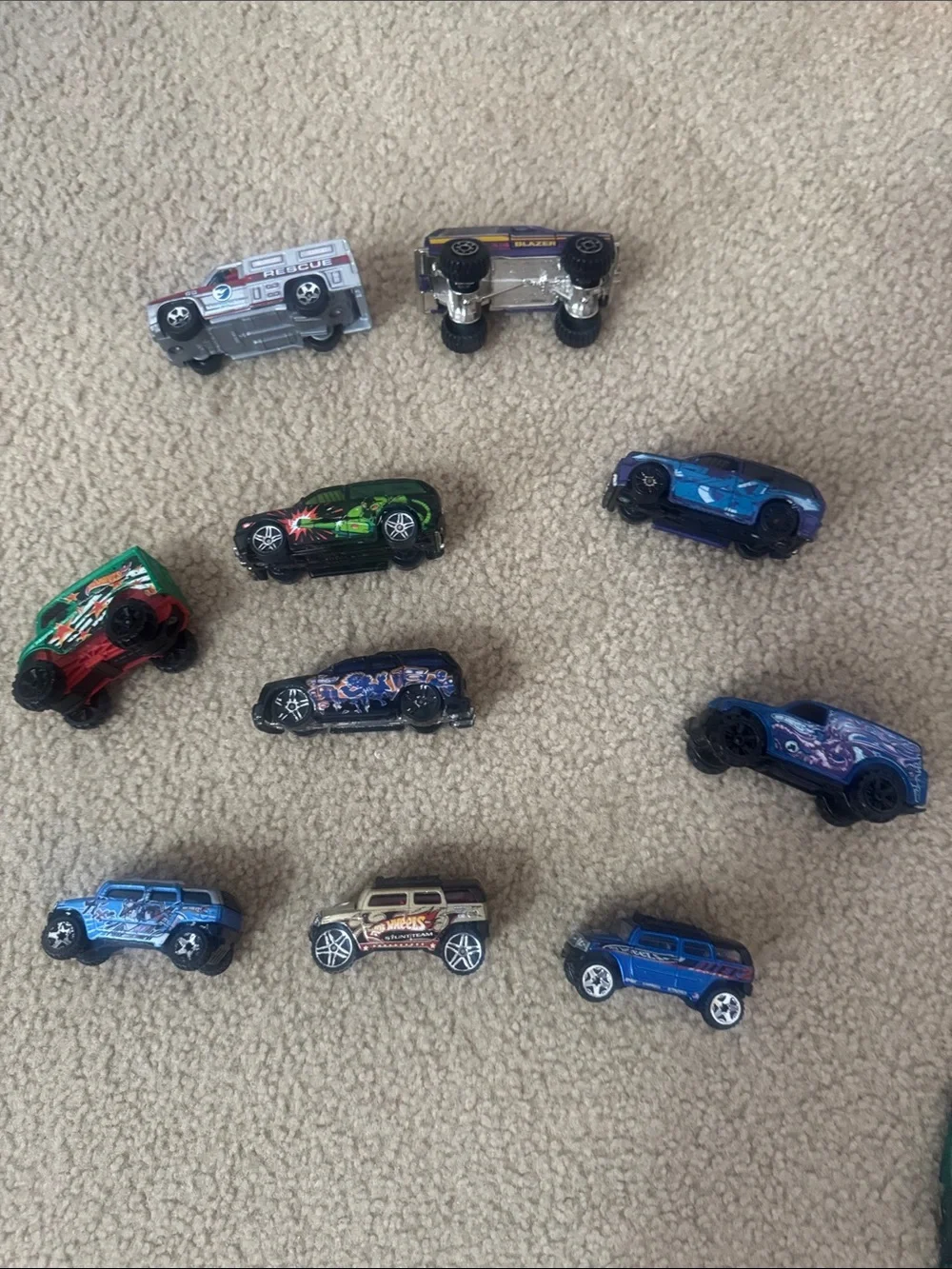 Colorful Kids Toy Car Set - Blue, Green, Purple, Silver, Gold